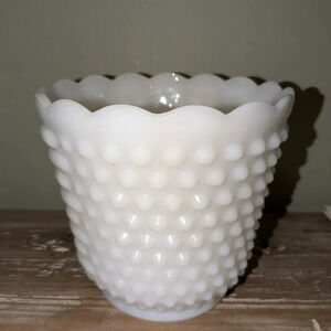 Fire King Hobnailed Milk Glass Vase / Oven Ware Dish